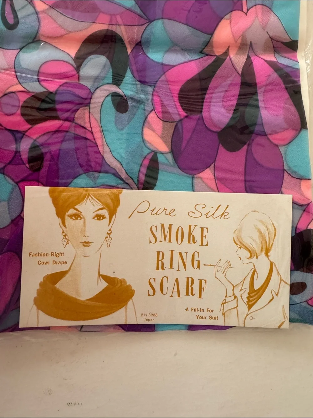 Pure Silk Smoke Ring Scarf - Multicolor Floral